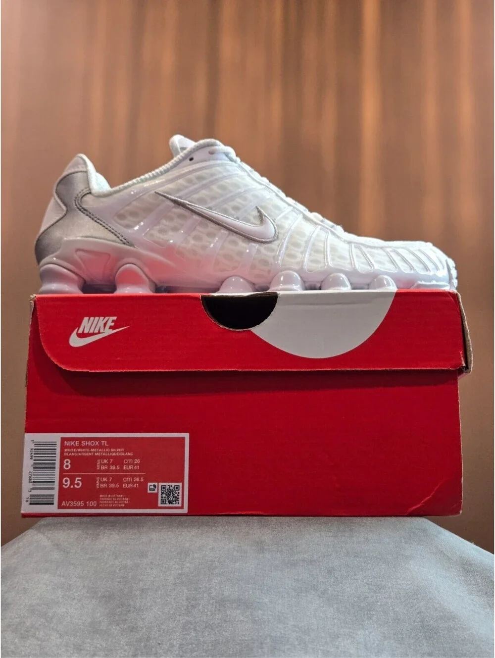 Nike Shox TL - White / Metallic Silver (AV3595-100) Men's Size 8 BRAND NEW